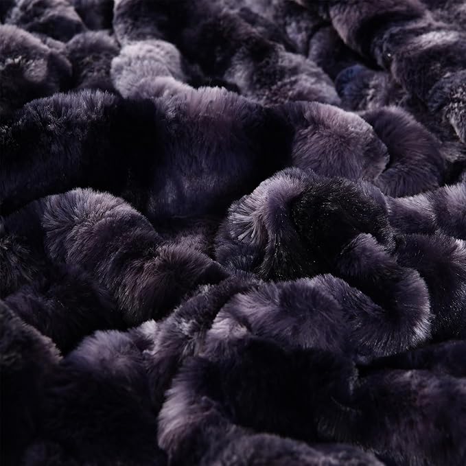 H&D Faux Fur Throw Blanket for Couch,Fluffy Cozy Soft Plush Luxury Thick Fuzzy Fleece Blanket for Couch Bed Sofa Bedroom Living Room,Comfy Bubble Blanket