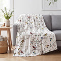 Horaldaily Spring Summer Flannel Blanket Throw, Birds Branch White Floral Soft Fuzzy Plush Cozy Fleece Blankets for Couch Sofa Bed Lounging, Ideal Gifts for Kids Adults Self, 40x50