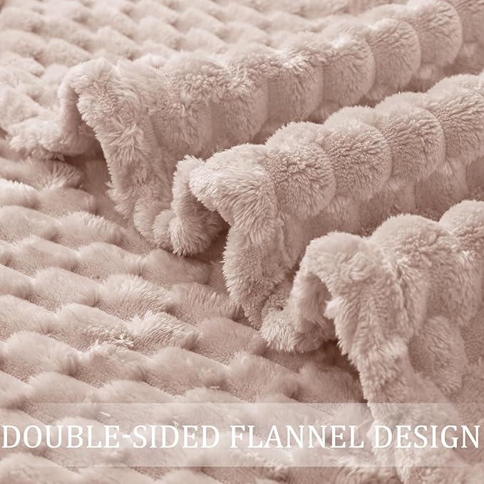 Exclusivo Mezcla Fleece California King Blanket for Bed, Oversized Fuzzy Camel Bed Blankets, Soft Cozy Plush Sofa Throws for All Seasons, 120x120 Inches