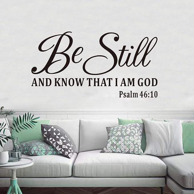 Christian Wall Decals for Living Room: Bible Verse Quotes Inspirational Positive Vinyl Art Wall Stickers for Bedroom Wall Decor - Be Still and Know That I am God 28.6" X 15"