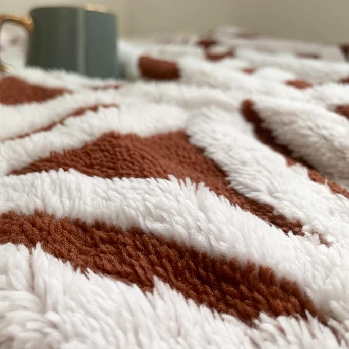 LOMAO Sherpa Fleece Blanket Easter Gifts for Mom Cozy Soft Throw Blanket for Women Men Dual Sided Couch Sofa Bed Blanket (Brown, 51"x63")