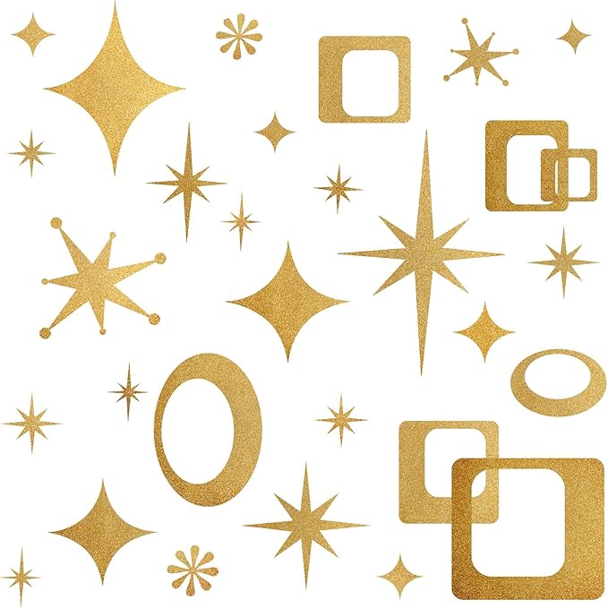 Star Wall Decals Retro Star Wall Decal Ovals and Squares Walls Decals Geometric Walls Stickers Vinyl Decal Removable Peel and Stick Murals Stickers for Bedroom Living Room Office Decor