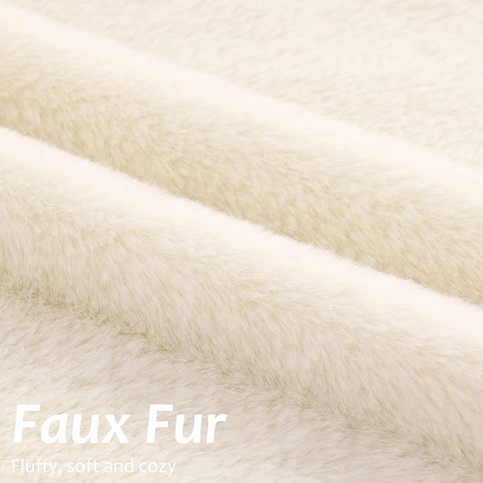 Pallene Faux Fur Plush Throw Pillow Covers 22x22 Set of 2, Soft Fluffy Couch Pillow Covers for Living Room, Beige