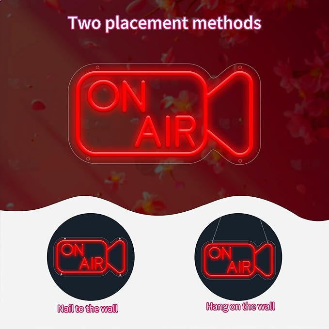 On Air Neon Sign for Wall Decor, USB Powered On Air Led Light Sign, Recording Light Sign for Bedroom Room, Game Room, Broadcasting Room, Music Studio, Play Room
