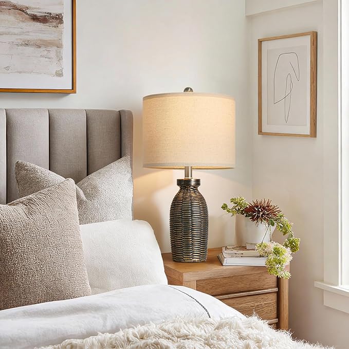 22.75" Table Lamps for Living Room Small Lamps for Bedroom Bedside Lamps Set of 2 Boho Lamps for Night Stands Nightstand Lamp Farmhouse Vintage Rustic Modern Side End Table Lamp Light Home Deco Gifts