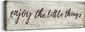 Quotes Wall Decor Enjoy the Little Things Sign Family Wall Signs Canvas Prints Rustic Wooden Wall Art Wood Pictures for Living Room Bedroom Office Home Decor, 6 X 17 Inch Framed