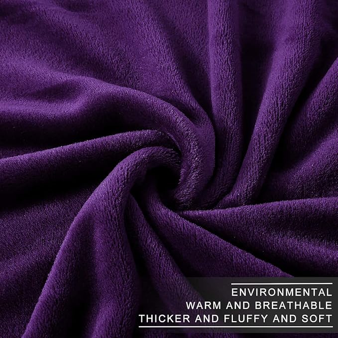 Polar Fleece Blankets Queen Size for The Bed Extra Soft Brush Fabric Super Warm Sofa Blanket 90" x 90"(Purple Queen)