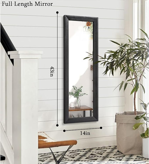 AAZZKANG Full Length Mirror with Wood Framed Modern Large Wall Mirrors 43"x14" Rectangle for Bedroom Living Room Bathroom Dressing Room Entryway Hanging Black