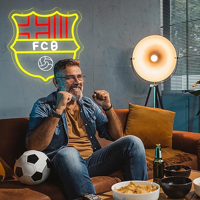 Football Sports Neon Signs for Wall Decor，FC LED Neon Lights for Bedroom、Man Cave，Birthday、Christmas Gifts for Boys