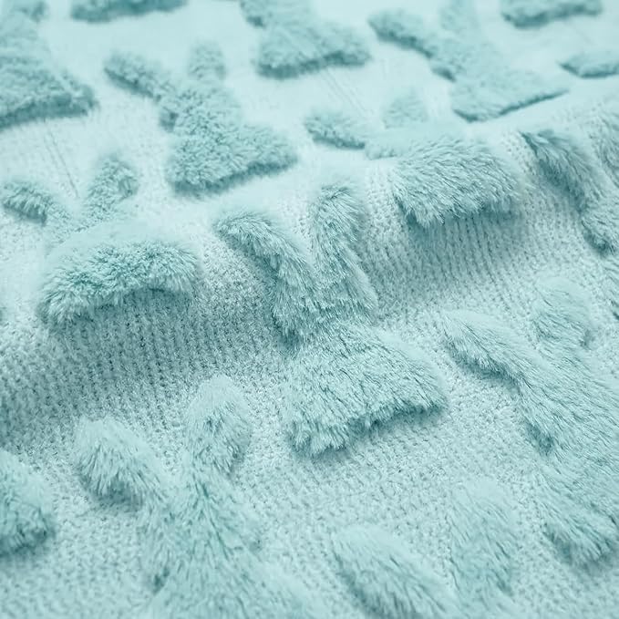 Horaldaily Easter Solid Blanket Throw, Blue Rabbits Soft Fuzzy Plush Faux Fur Cozy Blankets for Couch Sofa Bed Lounging, Ideal Gifts for Kids Adults Wife Self, 60x80