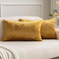 MIULEE Velvet Throw Pillow Covers 12x20 Inch, Pack of 2 - Dark Gold, Soft Solid Lumbar Decorative Pillow Covers Modern Luxury Home Decor for Chair Couch Sofa Bedroom Livingroom
