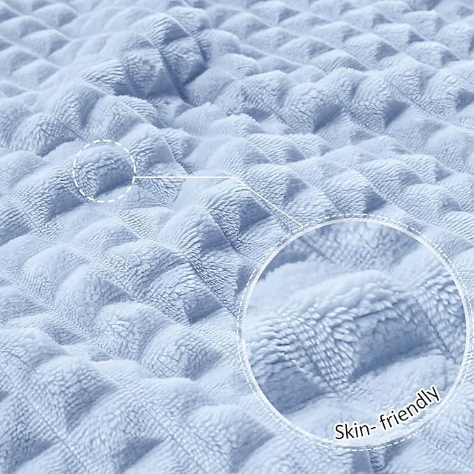 HOMRITAR Baby Blanket for Boys Soft Fluffy Fleece Toddler Blanket Stereoscopic Grid, Warmer Comfort Reversible Lightweight Bed Blankets for Infant or Newborn (Blue, 30 x 40 Inch)