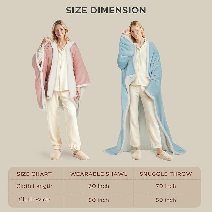 Heated Blanket Throw - Wearable Electric Blanket with 6 Heat Levels & 9 Hours Auto Off,Gifts for Women,Home Office Use,Machine Washable,50"x60"(Pink)