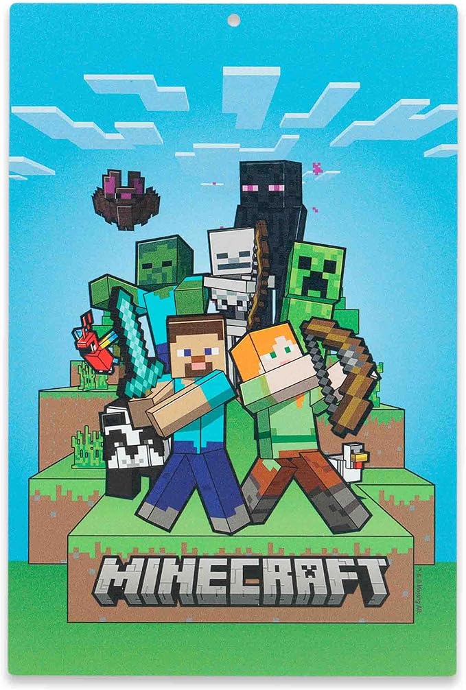 Open Road Brands Minecraft Blue Sky Scene Metal Wall Decor - Fun Minecraft Sign for Bedroom or Game Room
