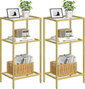 Side Tables Set of 2, Tempered Glass End Table with Metal Frame, 3-Tier Small Nightstands with Storage Shelves,Tall Table Stand for Home Decor, Living Room, Bedroom, Office, Gold（2 Pack）
