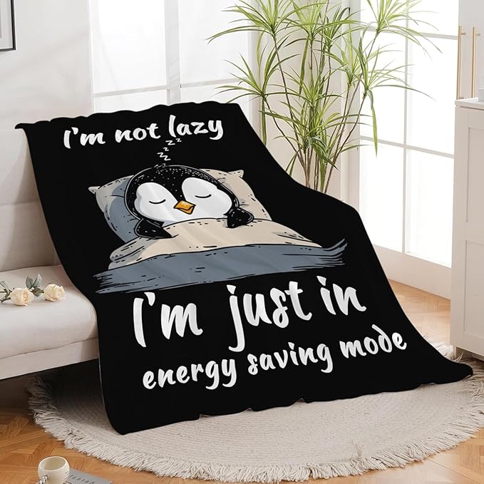 Penguin Blanket for Girls Women Boys Men Adults Kids Soft Cozy Fleece Sleeping Penguin Throw Blankets Gifts Warm Flannel Plush Lightweight Decor for Couch Bed Sofa 80"X60"