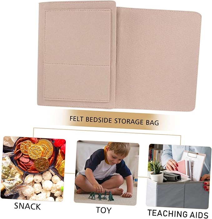 Healifty Bed Storage Bag Hang Bag for Dormitory Felt Bedside Storage Pocket Multi-function Hanging Holder for Phone Books Chargers