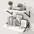 Marsmiles White Floating Shelves for Wall - 24 Inch Wide x 12 Inch Deep Wall Shelves Set of 2 - Wood Floating Shelves for Living Room Bedroom Bathroom