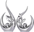 XMGZQ Silver Ceramic Statues for Home Décor Accents,Abstract Art Mid Century Modern Decor,Elegantes Centerpiece Table Decorations,Chrome Sculpture for Entryway,Shelf,Tv Stand,Mantel,Coffee Table