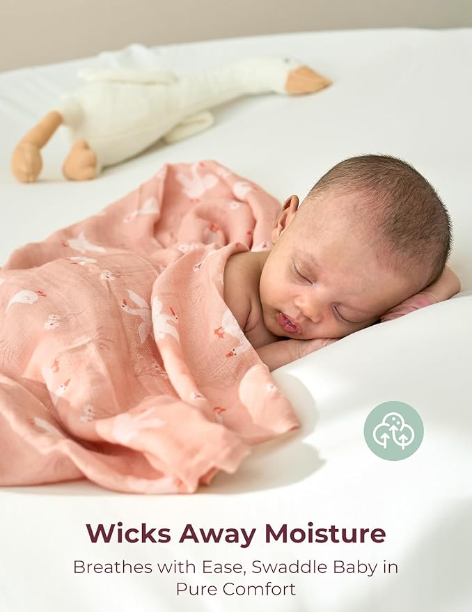 Momcozy Muslin Swaddle Blankets, 4-Pack Breathable and Skin-Friendly Receiving Blankets, Swaddle Blanket Shower Gifts & Baby Registry Essentials, Large 47"x47", Little Homestead