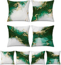 Bonhause Emerald Green Marble Throw Pillow Covers 18 x 18 Inch Both Sides Green and Gold Modern Abstract Decorative Pillows Soft Velvet Cushion Cases for Couch Sofa Bed Home Decor Set of 4