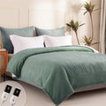 Heated Blanket King Size - Dual Controllers Electric Blanket King with 9 Heat Settings & 10 Hour Auto Off,Overheat Protection,Machine Washable 100"x90"(Lake Green)
