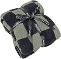 Soft Checkered Throw Blanket, Ultra Cozy Knit Throw Blanket Fluffy Fuzzy Reversible Checkerboard Blanket for Travel Couch Sofa Bed Decor, 51x63 inches, Black Grey