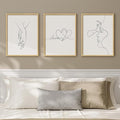 Framed Minimalist Line Love Bedroom Wall Art, 3 Piece Couple & Heart Prints Artwork for Walls, Modern Romantic Simple Black and White Painting Picture for Couple Bedroom Hallway Wall Decor, 12x16 Inch