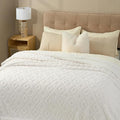 EverGrace Jacquard Boho Sherpa Fleece Throw Blanket for Couch, Super Soft Cozy Fuzzy Plush Blankets for Winter, Reversible Thick Warm Blanket for Bed, Sofa, Living Room, Off White, 90" x 90"