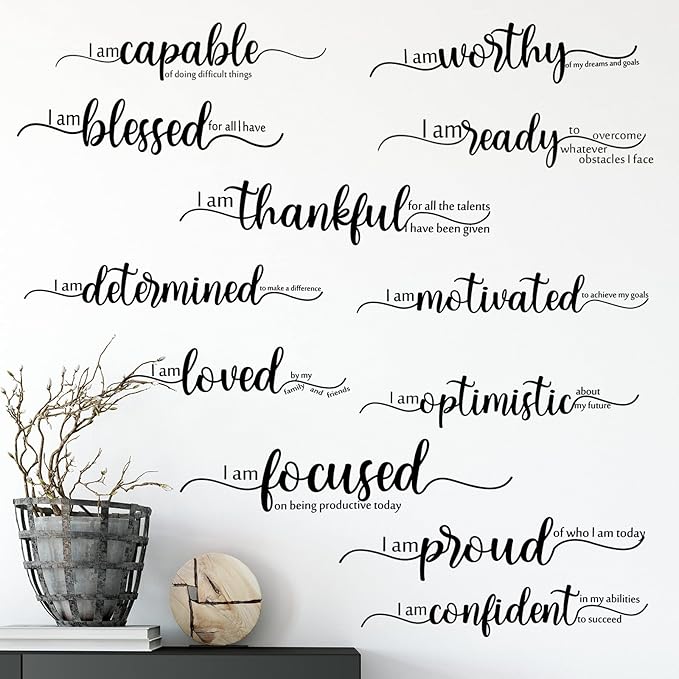 Epakh 2 Sheets Motivational Wall Stickers Decor Black Inspirational Wall Decal Art Inspirational Quote Stickers Vinyl Positive Wallpaper for Living Room Bedroom Office Nursery Restaurants Offices