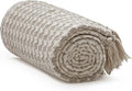 Americanflat 50x60 Throw Blanket - Soft and Breathable Cotton Throw Blanket for Couch, Bed, Chair - Decorative Blankets Perfect for Home, Office, or Outdoor Use - Cream and Beige Houndstooth Design