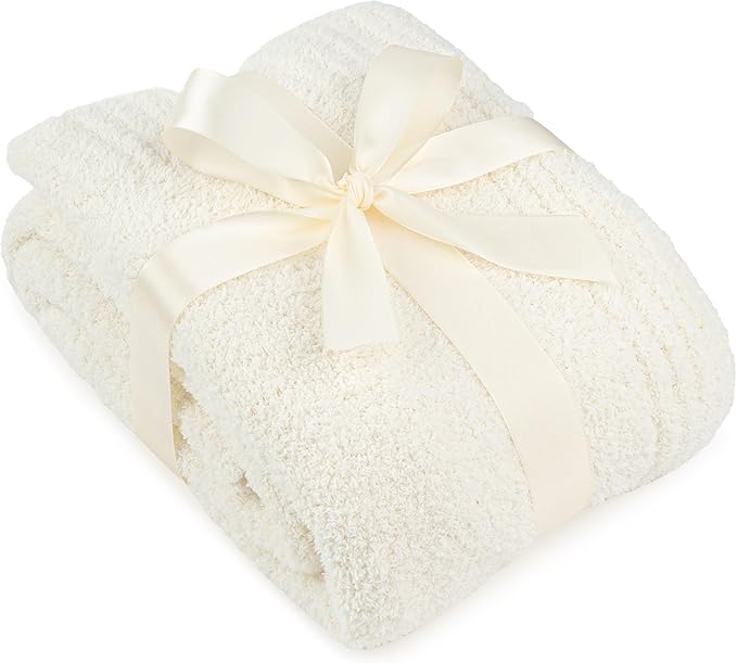 PAVILIA Super Soft Throw Blanket for Couch, Fluffy Cozy Lightweight Cream Blanket, Large Fuzzy Warm Knit Blanket for Bed Sofa, Beige, 60x80