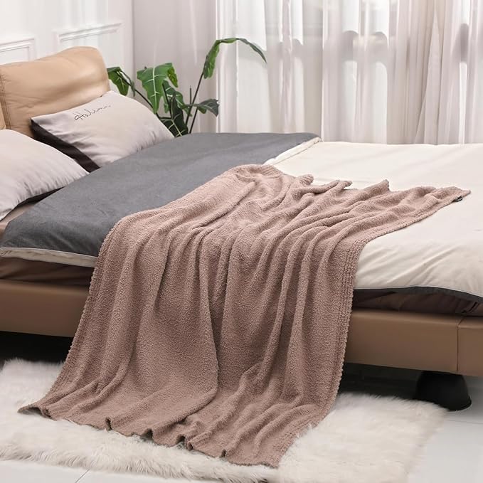 bearberry Super Soft Fluffy Throw Blanket Lightweight Cozy Warm Throw Blankets for Couch Bed Sofa All Season (Rose Taupe, 50”x60”)