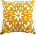 Alysheer Embroidered Decorative Throw Pillow Cover 20"x 20", Boho Mandala Modern Thick Embroidery Pattern, Durable Cotton Canvas Soft Cushion Case for Sofa Couch Bed Living Room (Mustard Yellow)