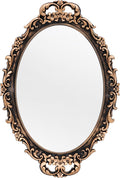 Vintage Decorative Gold Framed Mirror, Wall Hanging Mirrors & Tabletop Tray for Bedroom Living Room Dresser Decor, Oval- 9.6" W x 14.3" L (Bronze)