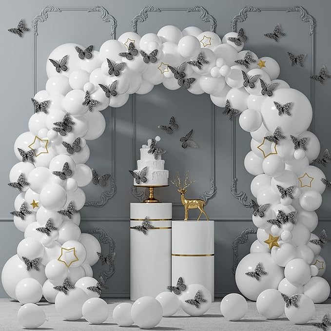 3D Butterfly Wall Decor 96Pcs 3 Sizes 4 Styles Butterfly Party Decorations Cake Decorations Removable Stickers Wall Halloween Decor Room Mural Metallic Kids