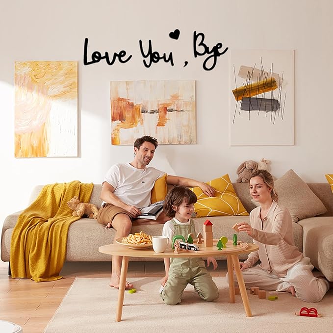 Love You Bye Wood Sign Home Decor Boho Decor Wall Decor Express Love and Warm for Your Family Lovers Wall Art Gift Hallway Entryway Door Valentine Decorations for Home (L)