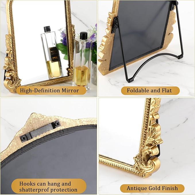 Vintage Small Arched Mirror, 17 * 12in Wall Mounted Vanity Mirror for Living Room, Bedroom, Bathroom, Entryway, Porch, Home and Dormitory, Versatile, Vintage Makeup Mirror