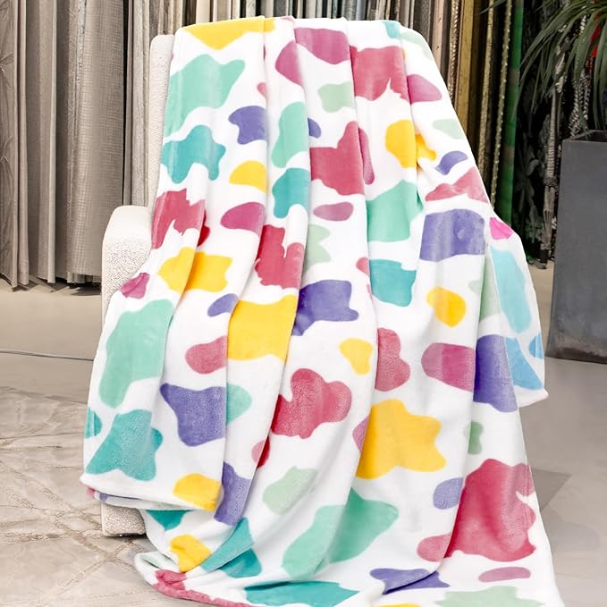 Rainbow Blanket for Girls & Boys, Easter Basket Stuffers, Soft Cozy Warm Colorful Fleece Throw Blanket for Bed Couch, Boho Home Room Decor, Rainbow Gifts for Kids Birthday 50"x60"