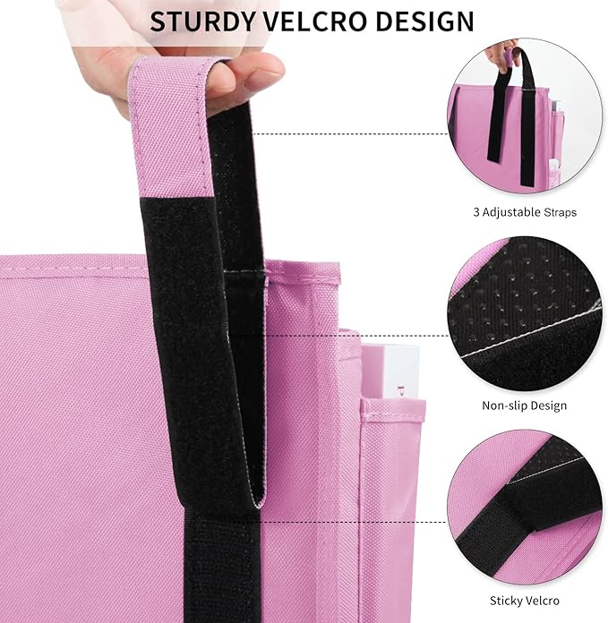 Joyfulife Bedside Caddy, 8 Pockets Organizer, Pink (Caddy for Bunk Beds), Waterproof Oxford Fabric, Durable, Hanging Mount, 19x11x4in, 1.0 Count