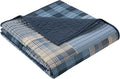 Woolrich Reversible 100% Cotton Throw Cabin Lifestyle Plaid Design - All Season, Breathable, Lightweight, Luxe Double Sided Quilting for Bed, Couch, and Sofa Winter Hills, Tan 50"x70"