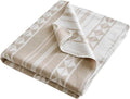 Woolrich Cotton Blend Jacquard Blanket with Whipstitch Edge, Lightweight All-Season Bed Blanket, Machine Washable, Oeko-TEX Certified, Ivory Stripe, Twin