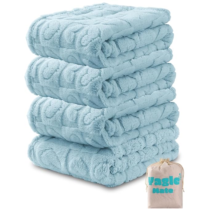 4 Pcs Baby Blankets for Boys Soft Toddler Small Blanket for Daycare, Fleece Kid Mini Blanket for Crib Baby Shower, 30 X 40, Blue