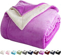 LBRO2M Sherpa Fleece Bed Blanket King Size Super Soft Fuzzy Plush Warm Cozy Fluffy Microfiber Couch Throw Velvet Double Reversible Luxurious Blankets,Purple
