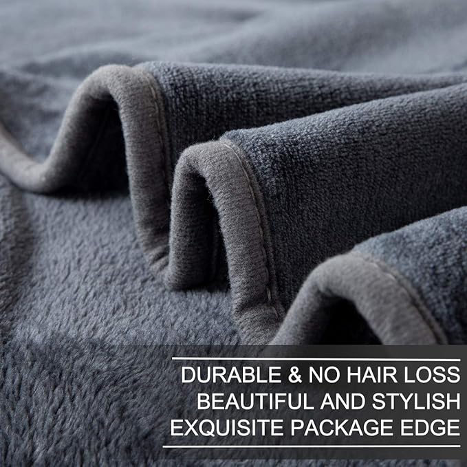 Polar Fleece Throw Blankets Travel Size for The Bed Extra Soft Brush Fabric Super Warm Sofa Throw Blanket 50" x 61"(Dark Grey Travel)
