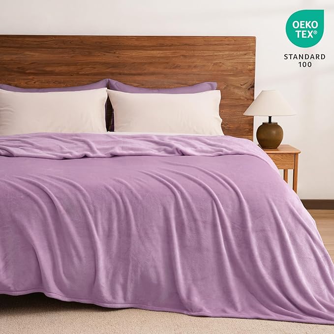 PHF Ultra Soft Fleece Blanket King Size, No Shed No Pilling Luxury Plush Cozy 300GSM Lightweight Blanket for Bed, Couch, Chair, Sofa, Perfect Decorations Gifts, 108" x 90", Valerian
