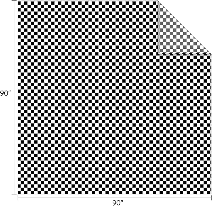 FY FIBER HOUSE Checkered Flannel Fleece Throw Blanket Queen Size Soft Cozy Checkerboard Grid Print Chessboard Gingham Pattern Blankets for Bed Couch Sofa, 90"x90", Black