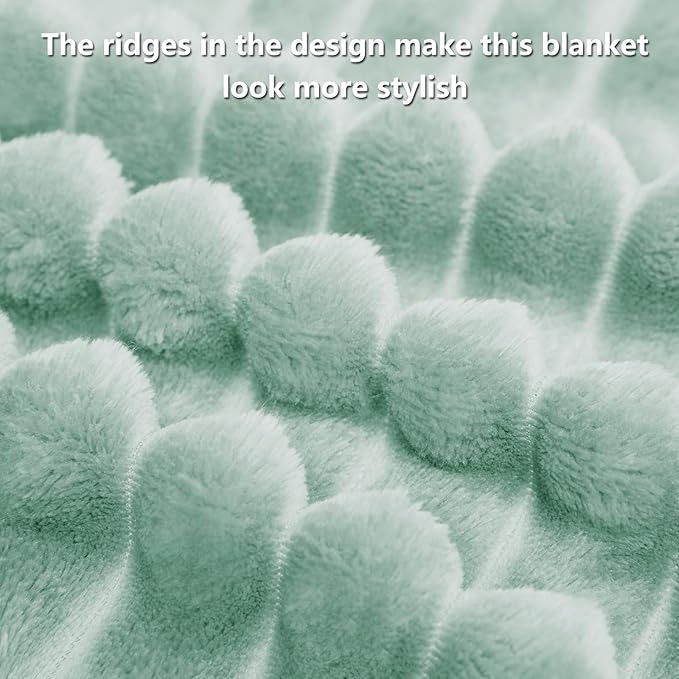 Soft Sage Green Throw Blanket for Couch - 300GSM Cozy Warm Fleece Blanket for women, Fluffy Lightweight Bed Blankets Birthday Gifts for Her Him, Spring Home Room Decor, Sage Green, 50x60 Inches