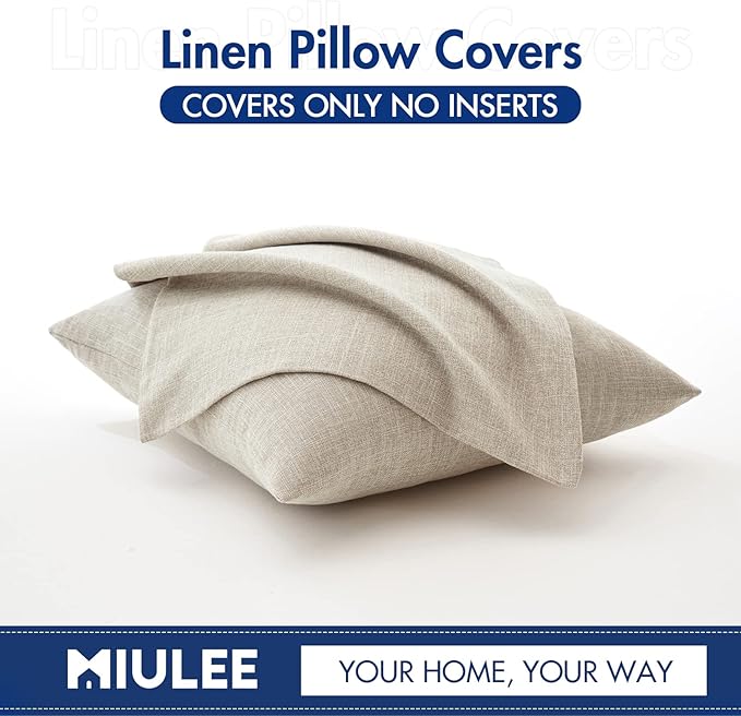 MIULEE 24x24 Inch Pack of 2 Decorative Linen Burlap Textured Euro Pillow Covers Farmhouse Boho Accent Pillowcases Spring Home Decor for Couch Sofa Bedroom Living Room Taupe