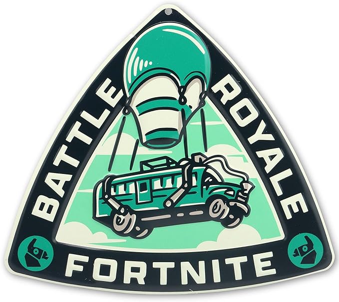 Fortnite Battle Royale Embossed Metal Sign – Fun Fortnite Battle Bus Wall Art for Bedroom or Game Room